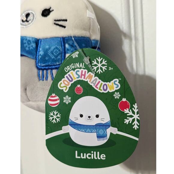 Squishmallow Lucille the Seal 4-inch Plush Christmas Ornament, S4 #162-3 - Picture 6 of 7